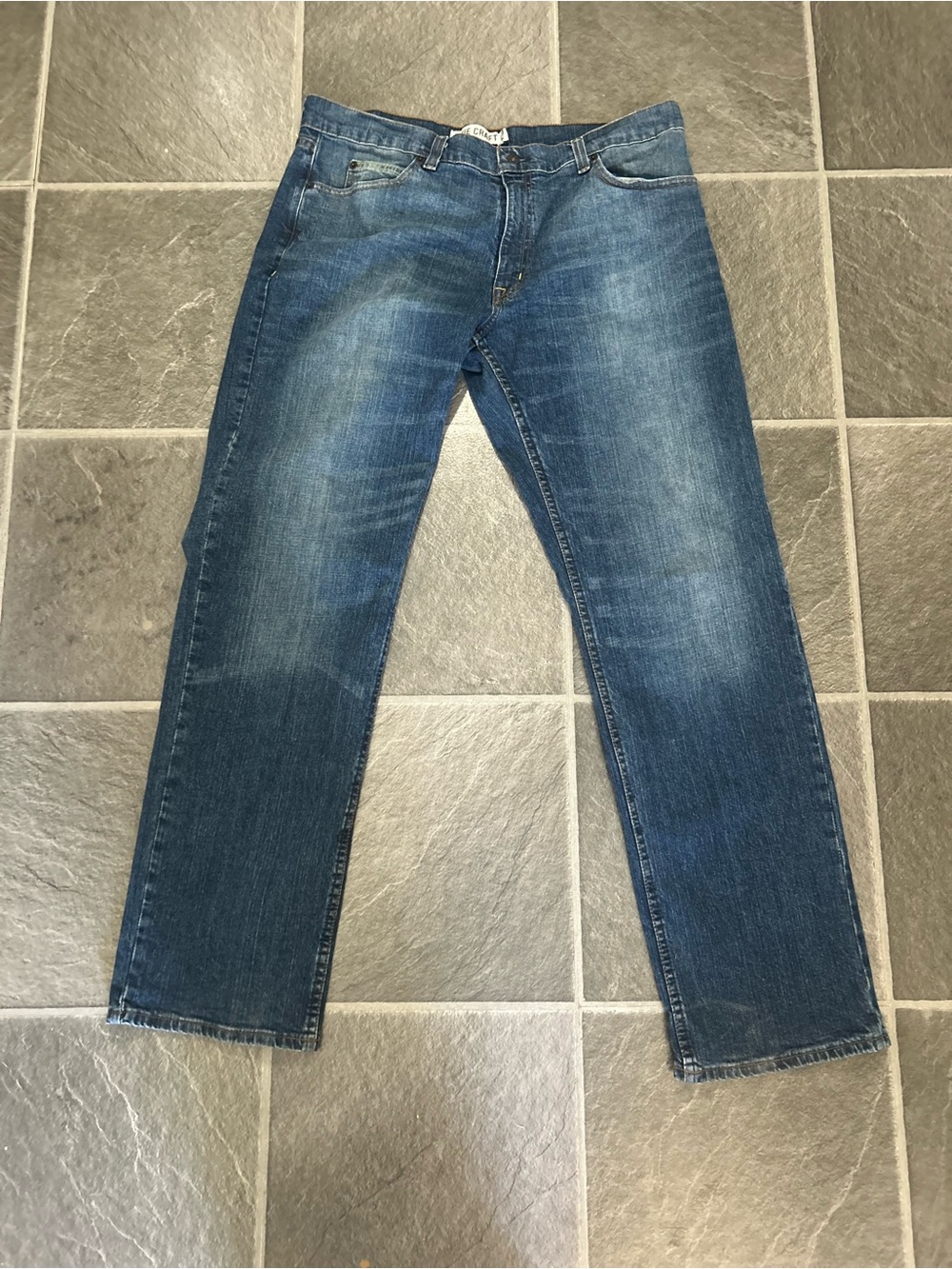 True Craft Men's Mid-Blue Straight relaxed Jeans